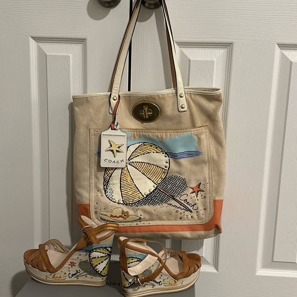 Exclusive Coach- Summer tote and matching wedges